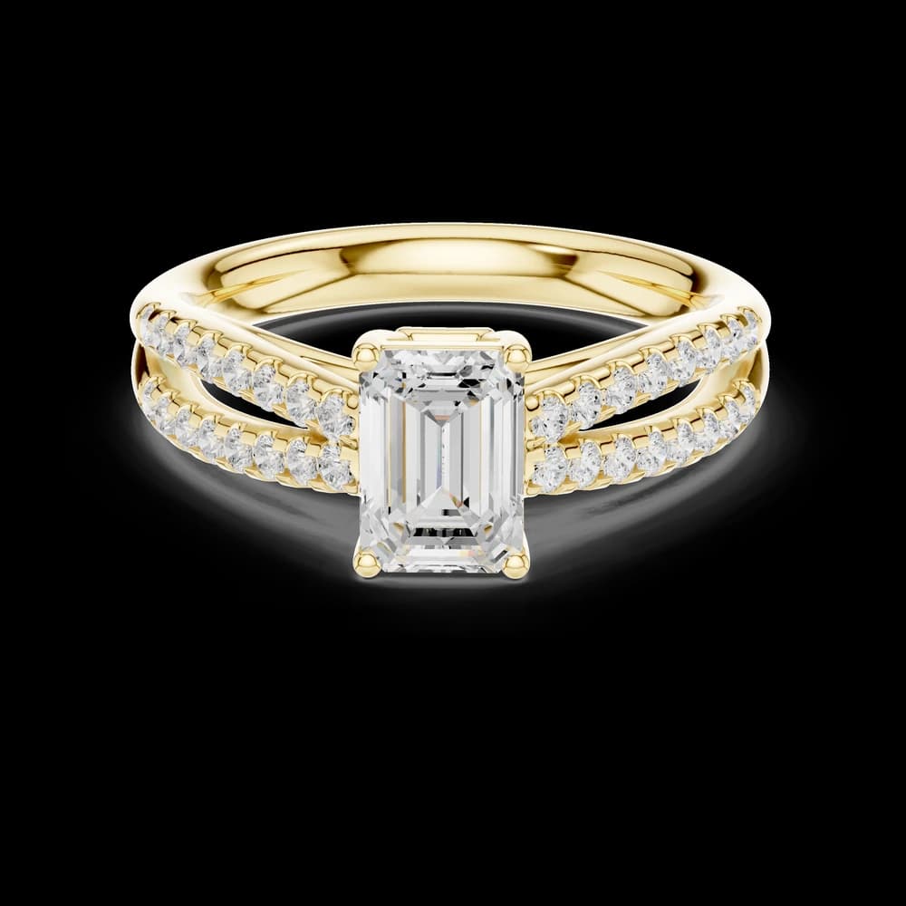 Split Shank Emerald Cut Ring - Image 3 Split Shank Emerald Cut Ring, view 3 of 6