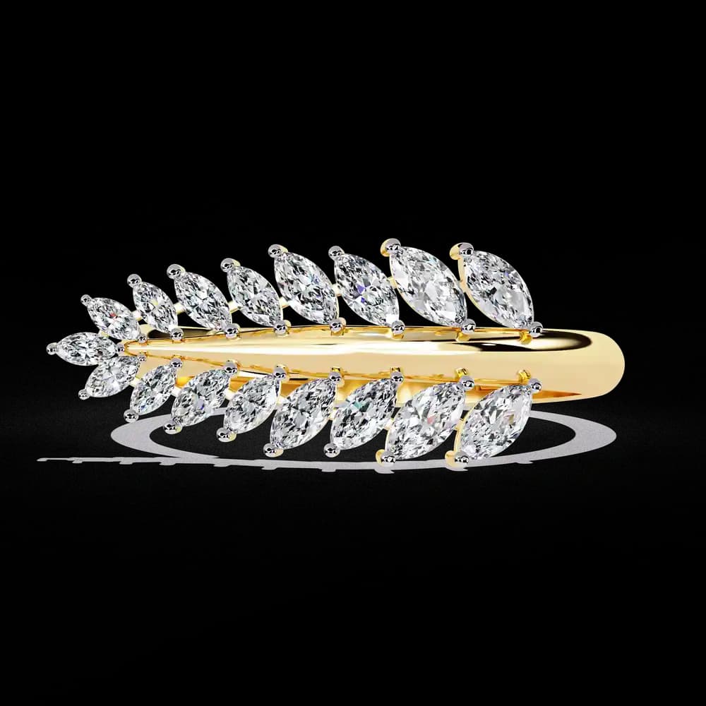Nature Inspired Marquise Lab Grown Diamond Leaf Ring - Image 1 Nature Inspired Marquise Lab Grown Diamond Leaf Ring, view 1 of 4