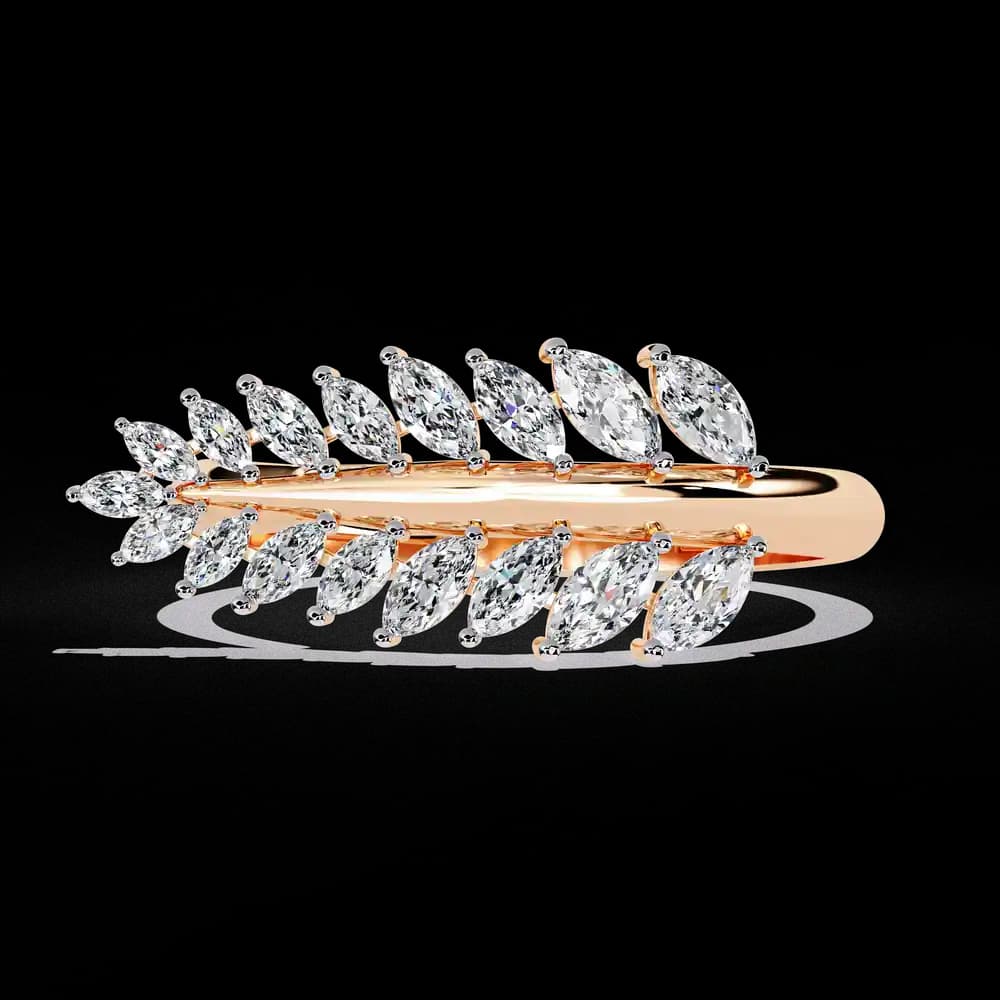 Nature Inspired Marquise Lab Grown Diamond Leaf Ring - Image 2 Nature Inspired Marquise Lab Grown Diamond Leaf Ring, view 2 of 4