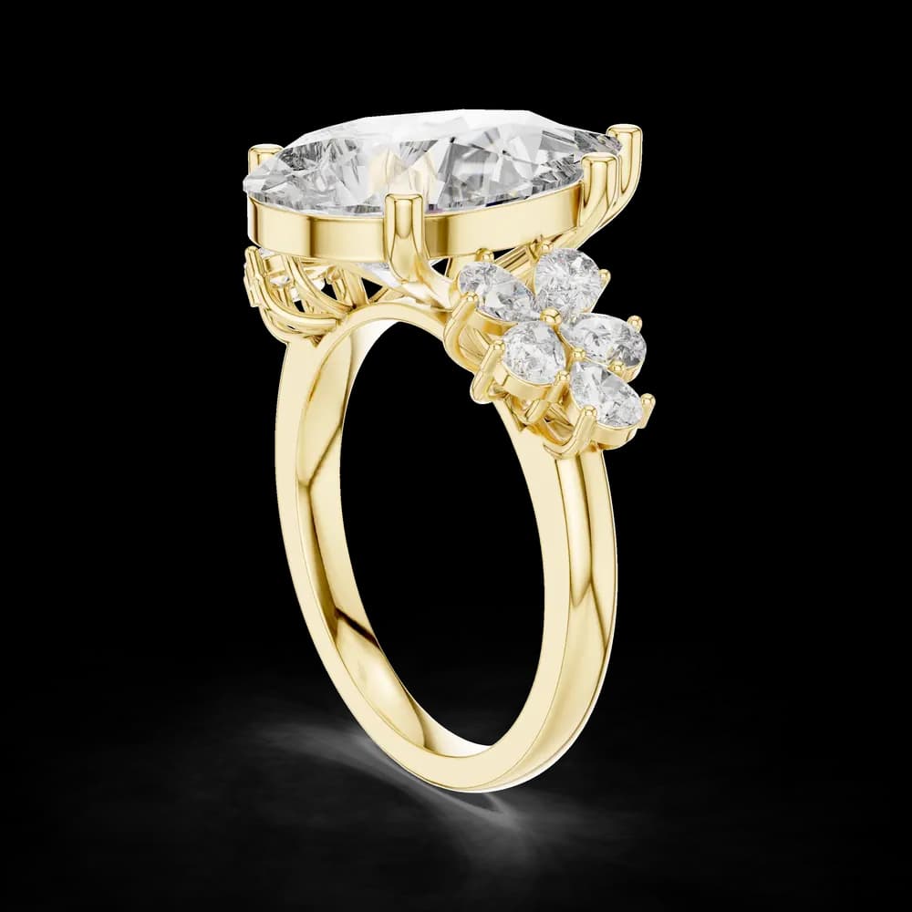 Floral Accented Pear Lab Grown Diamond Ring - Image 4 Floral Accented Pear Lab Grown Diamond Ring, view 4 of 6