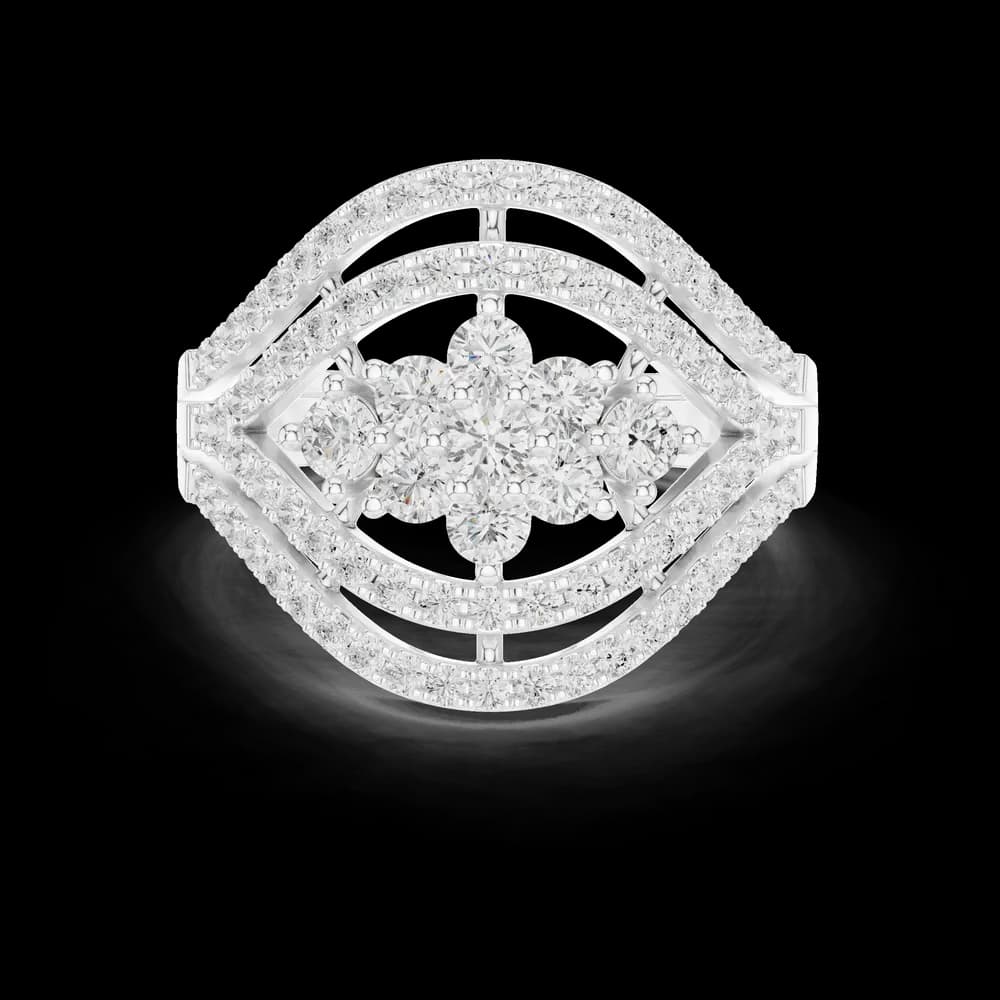 Double Arch Cluster Lab Grown Diamond Ring - Image 2 Double Arch Cluster Lab Grown Diamond Ring, view 2 of 6