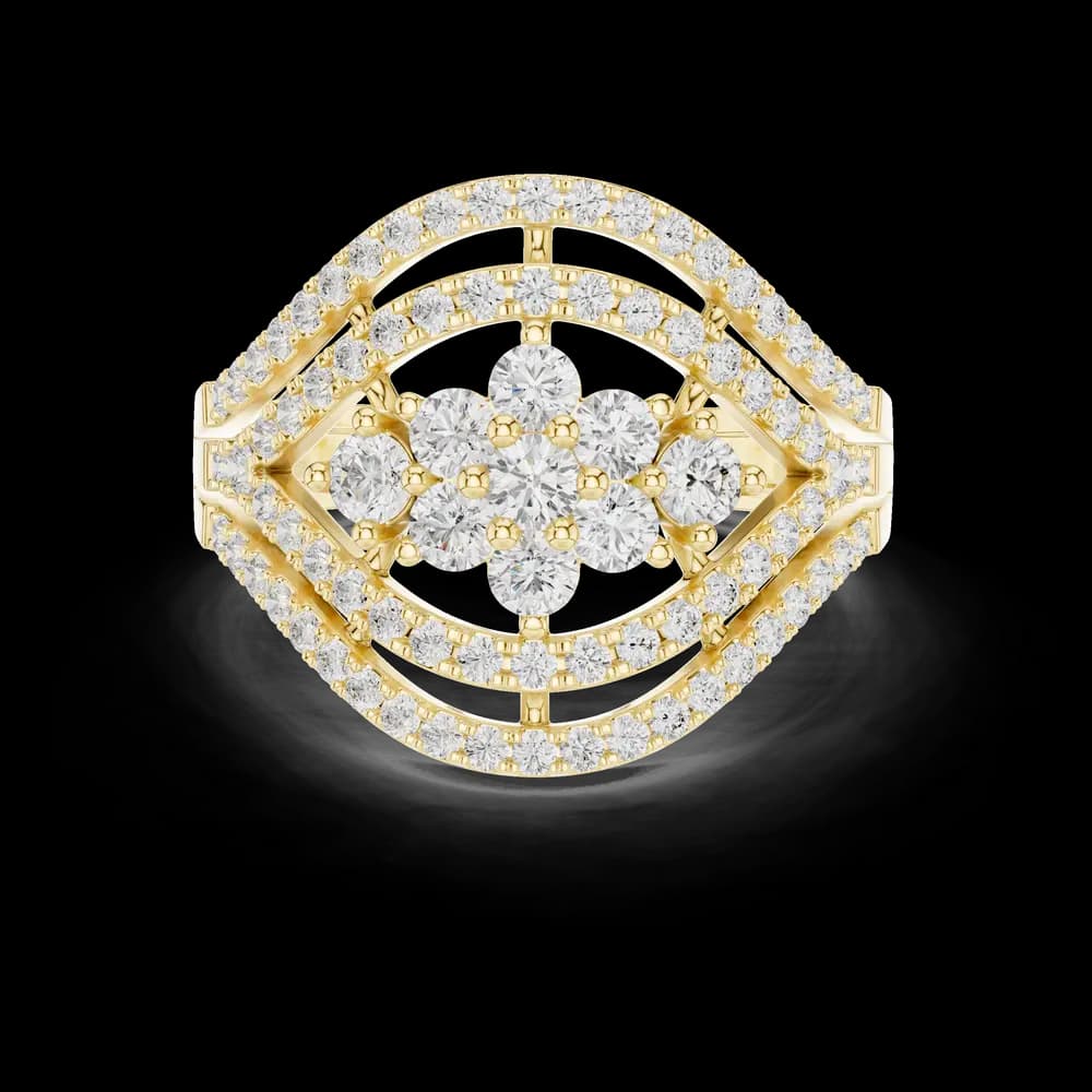 Double Arch Cluster Lab Grown Diamond Ring - Image 3 Double Arch Cluster Lab Grown Diamond Ring, view 3 of 6