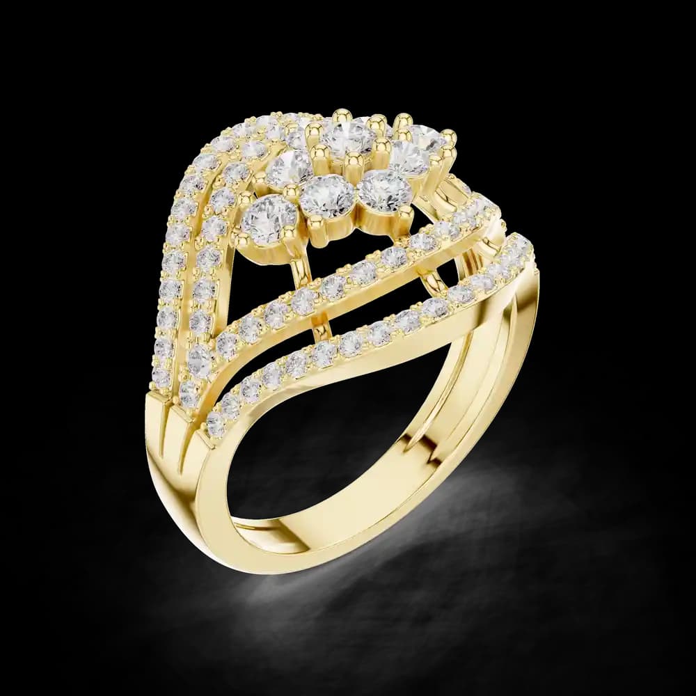 Double Arch Cluster Lab Grown Diamond Ring - Image 5 Double Arch Cluster Lab Grown Diamond Ring, view 5 of 6