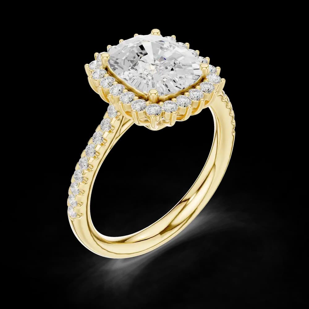 Cushion Sunburst Halo Lab Grown Diamond Ring - Image 5 Cushion Sunburst Halo Lab Grown Diamond Ring, view 5 of 6