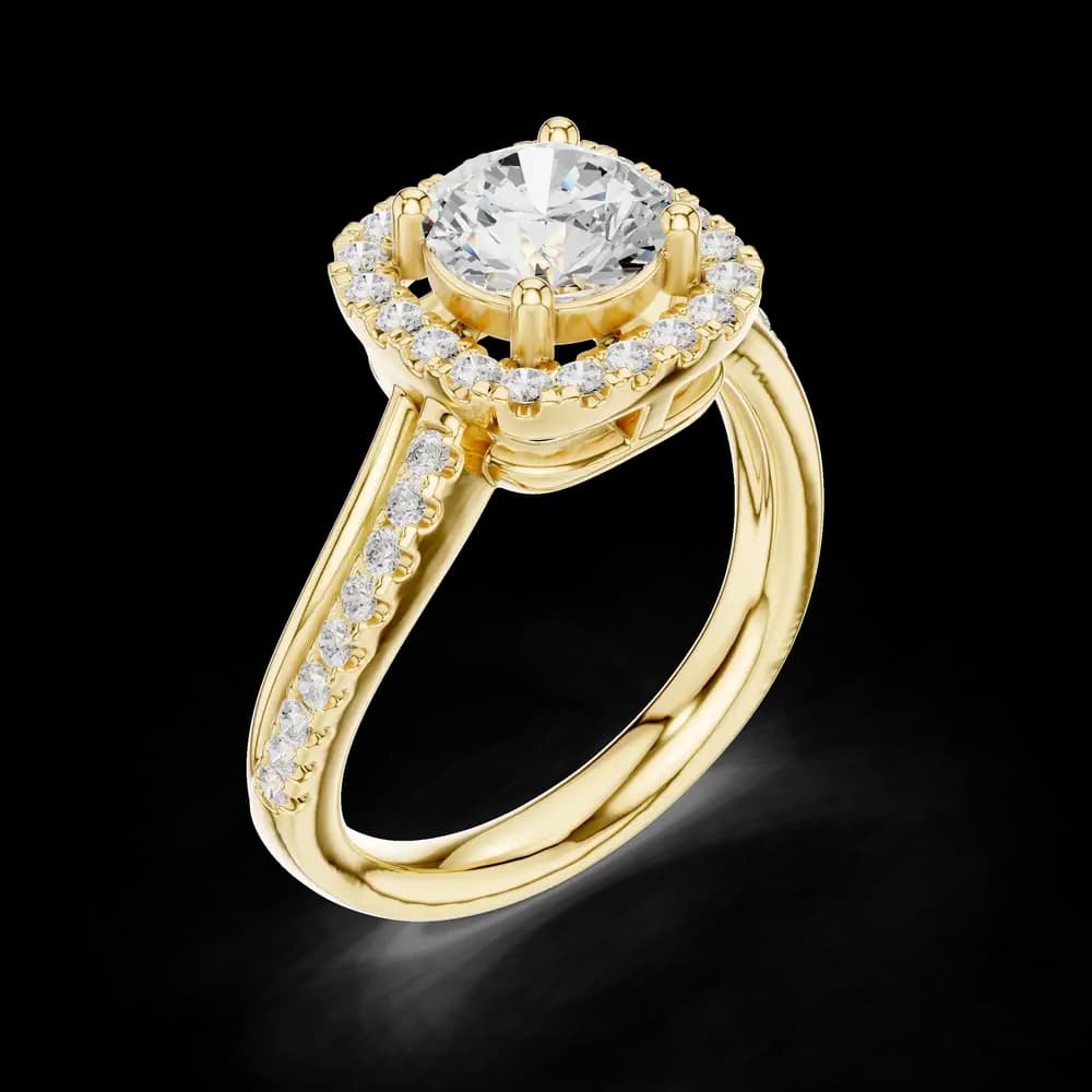 Bypass Split Shank Round Cushion Halo Diamond Ring - Image 5 Bypass Split Shank Round Cushion Halo Diamond Ring, view 5 of 6