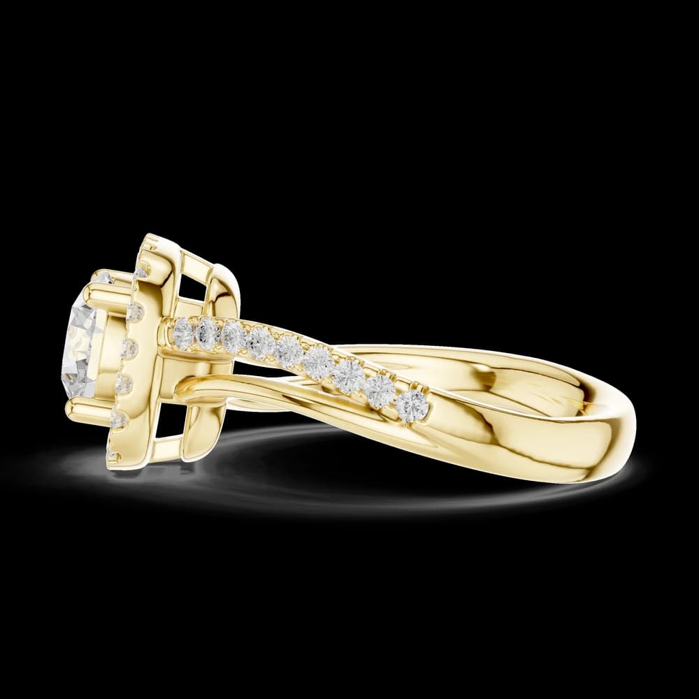 Bypass Split Shank Round Cushion Halo Diamond Ring - Image 6 Bypass Split Shank Round Cushion Halo Diamond Ring, view 6 of 6