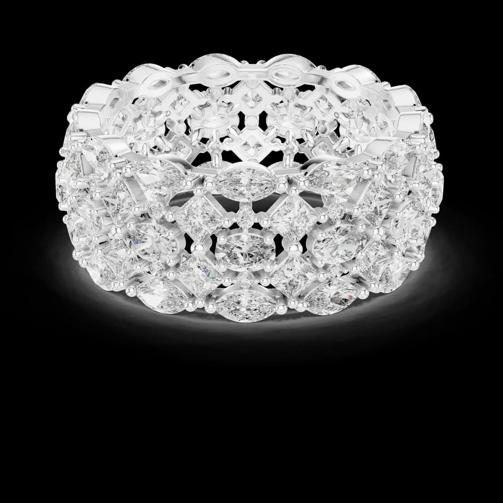 Multi-Shape Lattice Diamond Wide Statement Band - Image 2 Multi-Shape Lattice Diamond Wide Statement Band, view 2 of 6