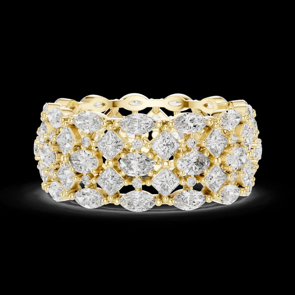 Multi-Shape Lattice Diamond Wide Statement Band - Image 6 Multi-Shape Lattice Diamond Wide Statement Band, view 6 of 6