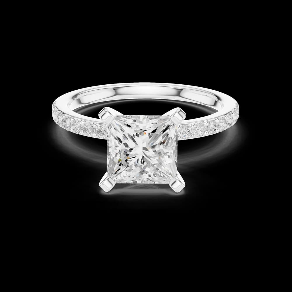 Pave Princess Solitaire Lab Grown Diamond Ring - Image 4 Pave Princess Solitaire Lab Grown Diamond Ring, view 4 of 12