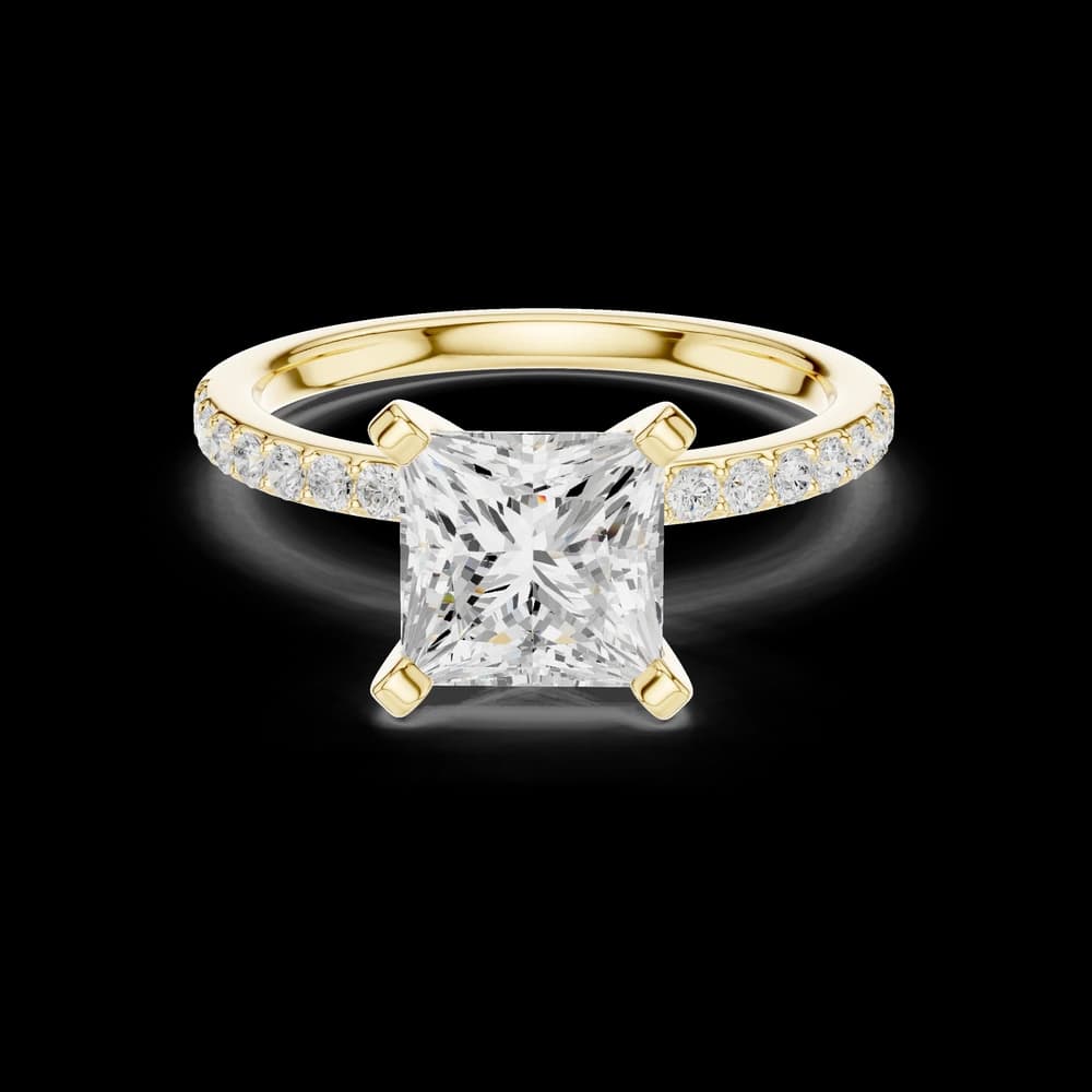 Pave Princess Solitaire Lab Grown Diamond Ring - Image 9 Pave Princess Solitaire Lab Grown Diamond Ring, view 9 of 12