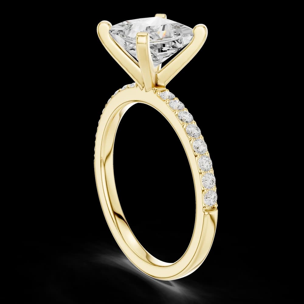 Pave Princess Solitaire Lab Grown Diamond Ring - Image 10 Pave Princess Solitaire Lab Grown Diamond Ring, view 10 of 12