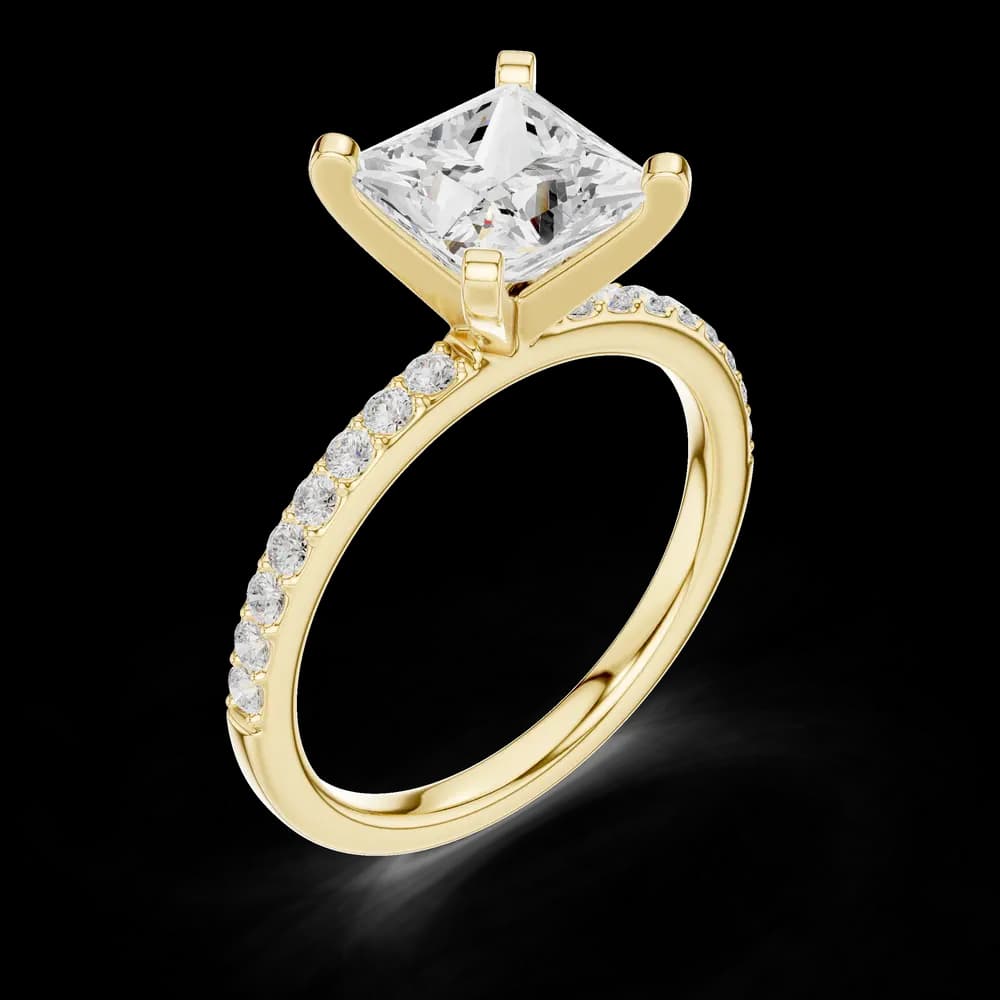 Pave Princess Solitaire Lab Grown Diamond Ring - Image 11 Pave Princess Solitaire Lab Grown Diamond Ring, view 11 of 12