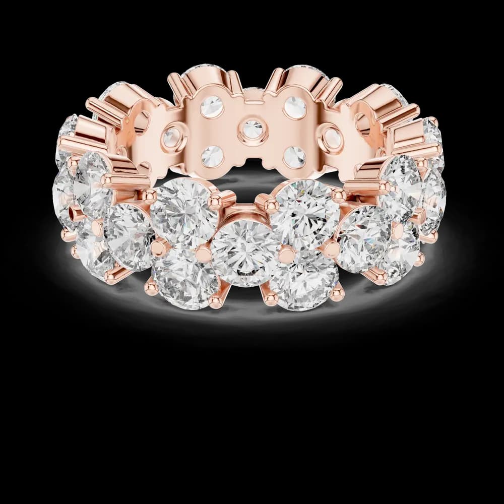 Wide Double-Row Round Diamond Gold Ring - Image 1 Wide Double-Row Round Diamond Gold Ring, view 1 of 6
