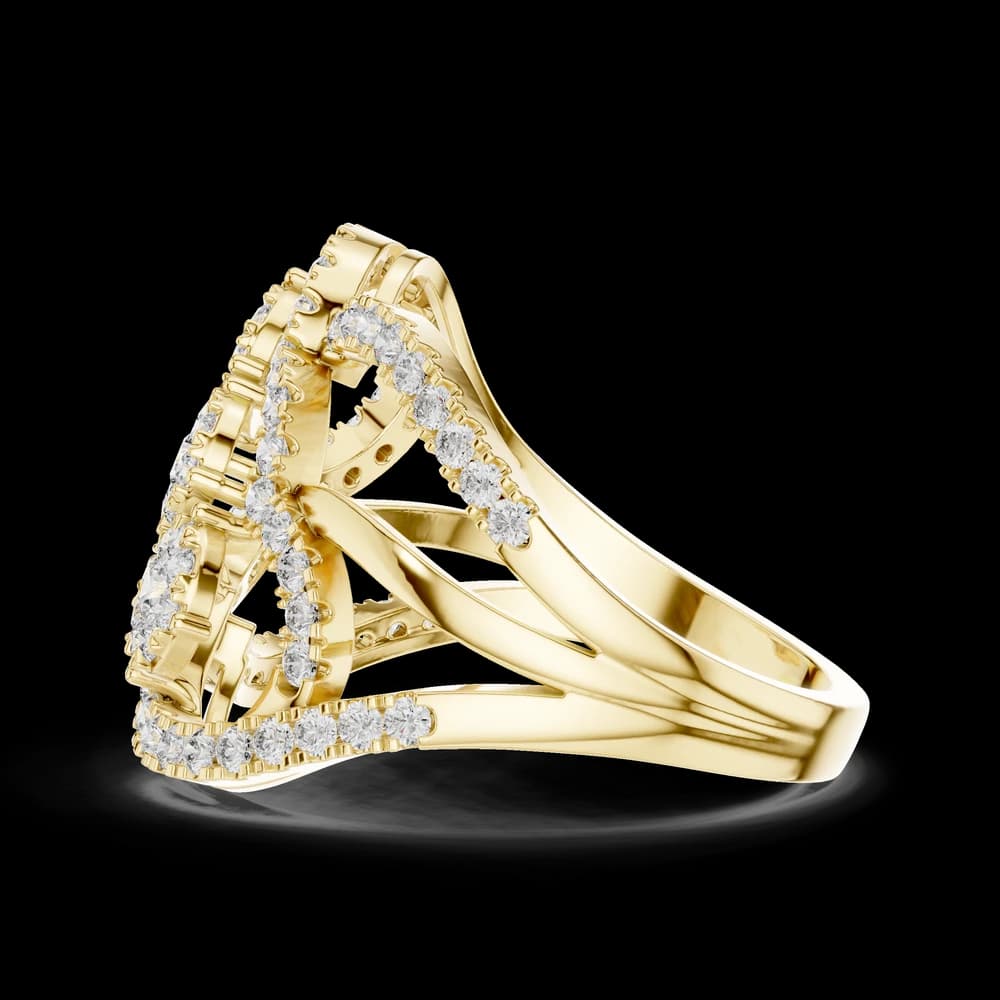 Three-Cluster Openwork Loop Diamond Statement Ring - Image 5 Three-Cluster Openwork Loop Diamond Statement Ring, view 5 of 5