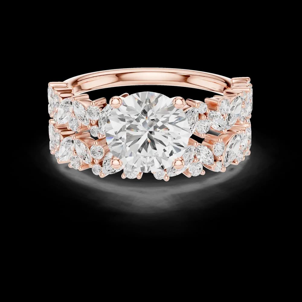 Round Cut Bridal Set Marquise Pavé Lab Grown Diamond Ring - Image 1 Round Cut Bridal Set Marquise Pavé Lab Grown Diamond Ring, view 1 of 5