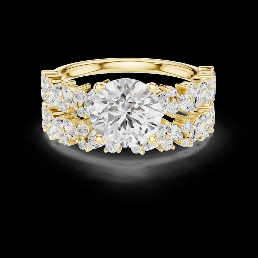 Round Cut Bridal Set Marquise Pavé Lab Grown Diamond Ring - Image 2 Round Cut Bridal Set Marquise Pavé Lab Grown Diamond Ring, view 2 of 5