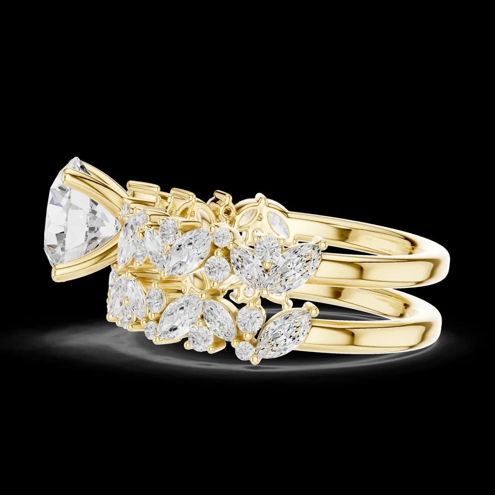Round Cut Bridal Set Marquise Pavé Lab Grown Diamond Ring - Image 5 Round Cut Bridal Set Marquise Pavé Lab Grown Diamond Ring, view 5 of 5