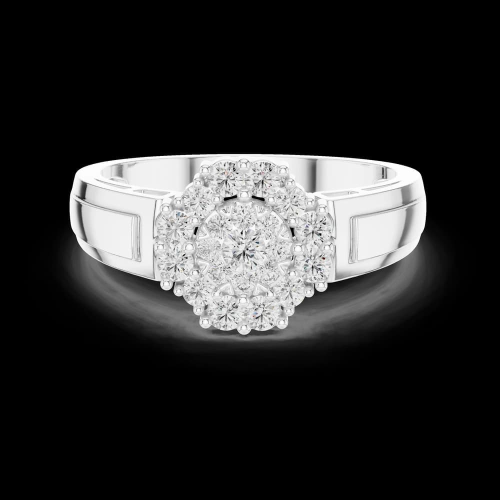 Cluster Center Structural Band Lab Grown Diamond Ring - Image 2 Cluster Center Structural Band Lab Grown Diamond Ring, view 2 of 6