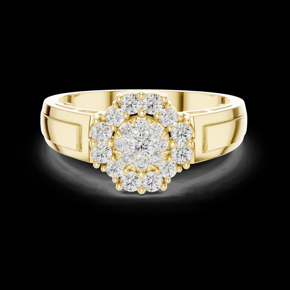 Cluster Center Structural Band Lab Grown Diamond Ring - Image 3 Cluster Center Structural Band Lab Grown Diamond Ring, view 3 of 6