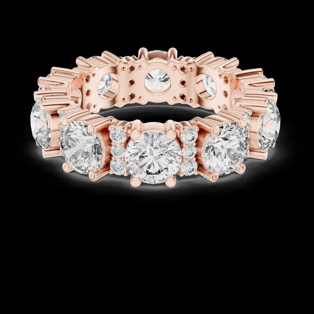 Alternating Round Diamond Double-Accent Eternity Band - Image 1 Alternating Round Diamond Double-Accent Eternity Band, view 1 of 6