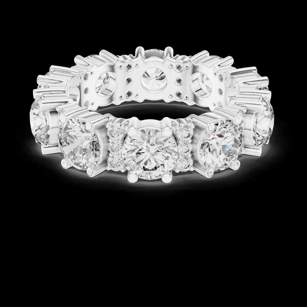 Alternating Round Diamond Double-Accent Eternity Band - Image 2 Alternating Round Diamond Double-Accent Eternity Band, view 2 of 6