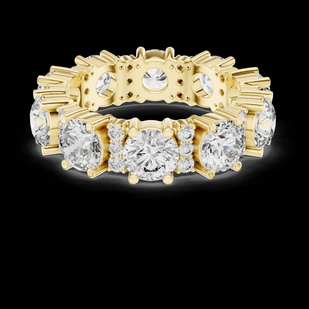 Alternating Round Diamond Double-Accent Eternity Band - Image 3 Alternating Round Diamond Double-Accent Eternity Band, view 3 of 6