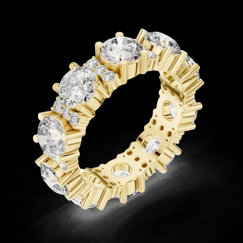 Alternating Round Diamond Double-Accent Eternity Band - Image 5 Alternating Round Diamond Double-Accent Eternity Band, view 5 of 6