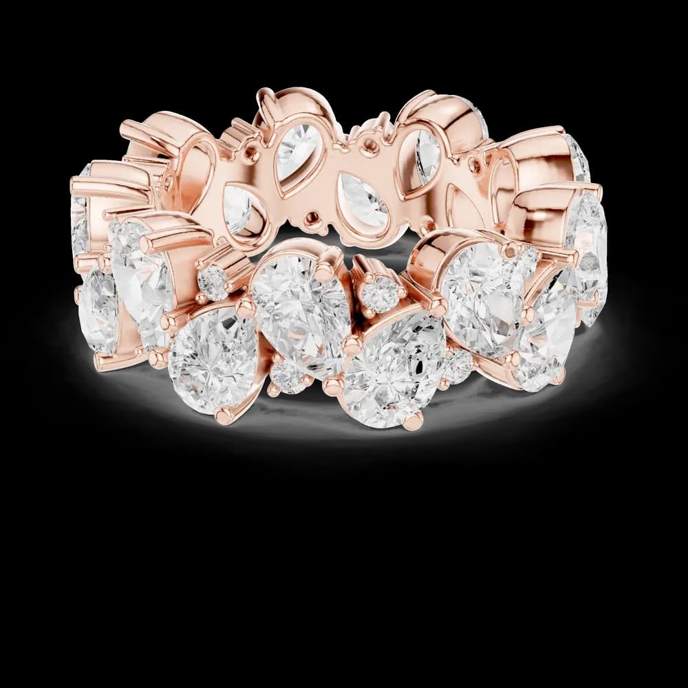 Pear Cut Cluster Diamond Eternity Band - Image 4 Pear Cut Cluster Diamond Eternity Band, view 4 of 9