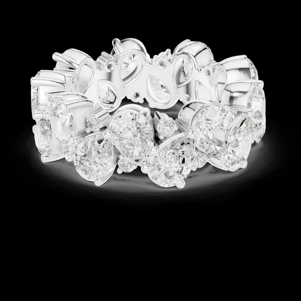Pear Cut Cluster Diamond Eternity Band - Image 5 Pear Cut Cluster Diamond Eternity Band, view 5 of 9