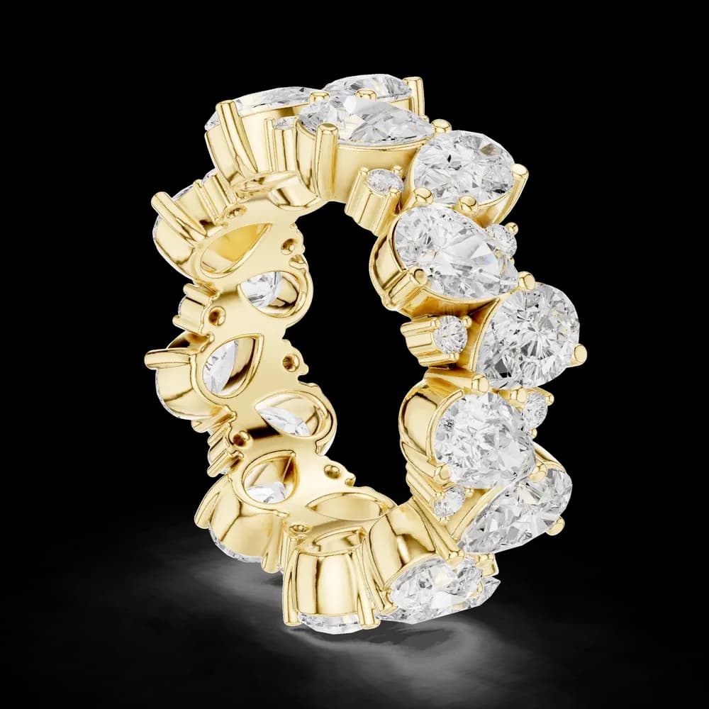 Pear Cut Cluster Diamond Eternity Band - Image 7 Pear Cut Cluster Diamond Eternity Band, view 7 of 9