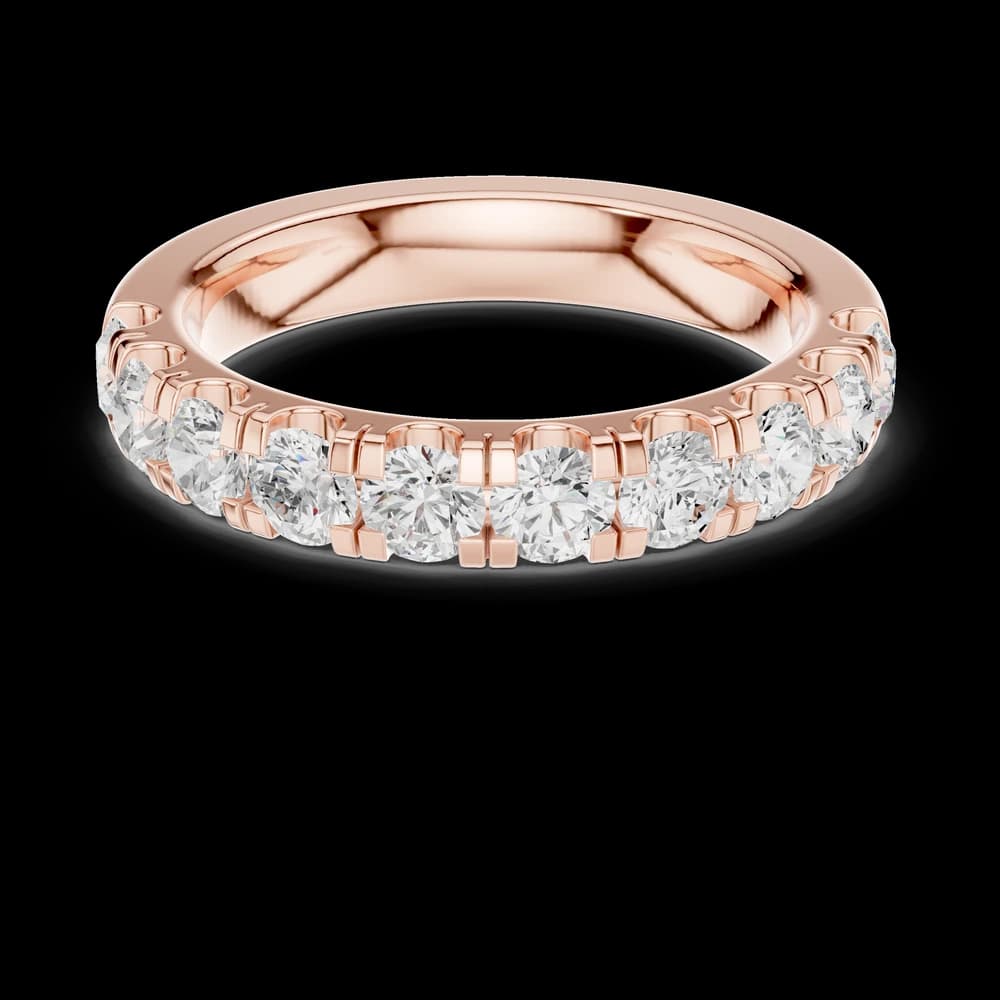 Shared Double Prong Round Half Eternity Band - Image 1 Shared Double Prong Round Half Eternity Band, view 1 of 6