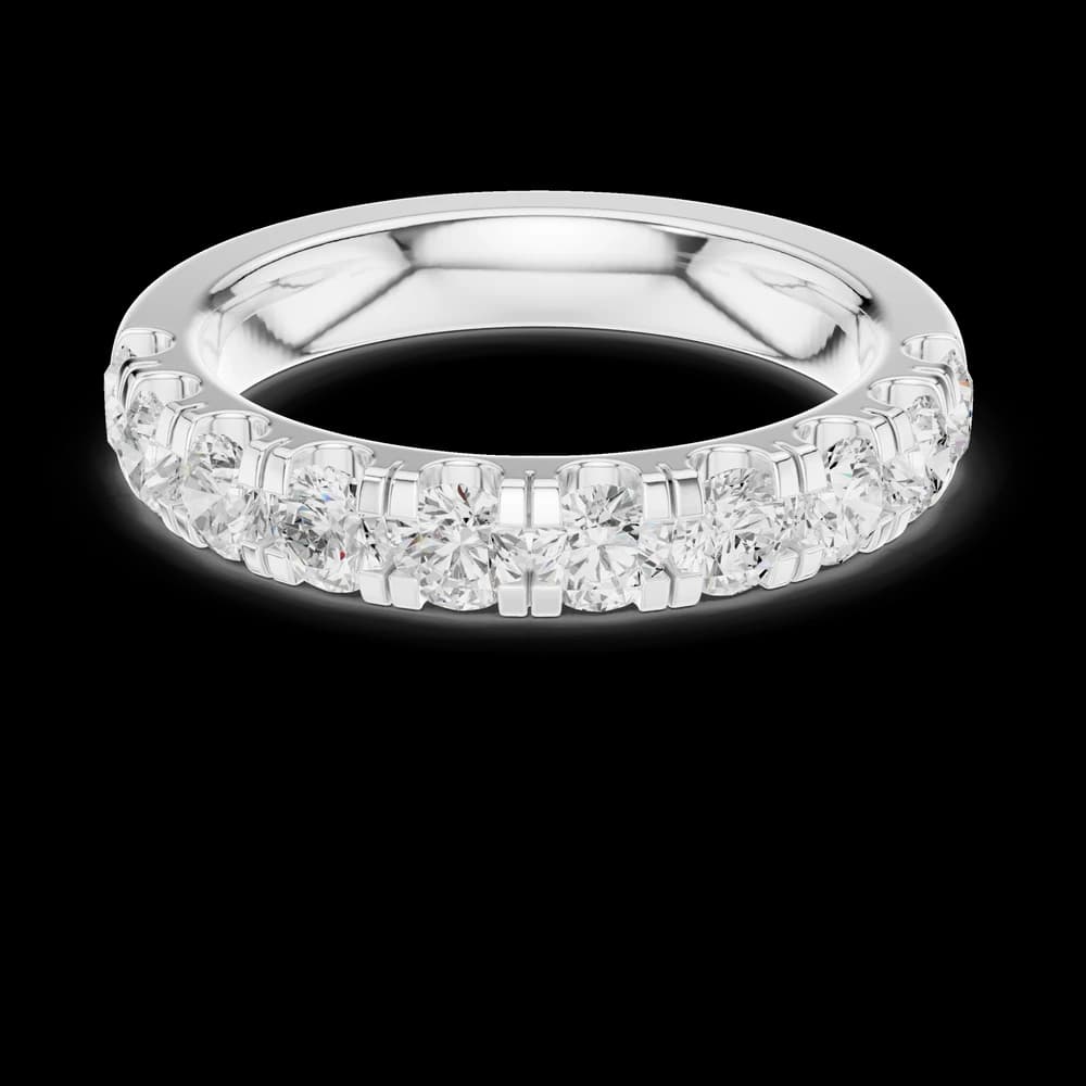 Shared Double Prong Round Half Eternity Band - Image 2 Shared Double Prong Round Half Eternity Band, view 2 of 6