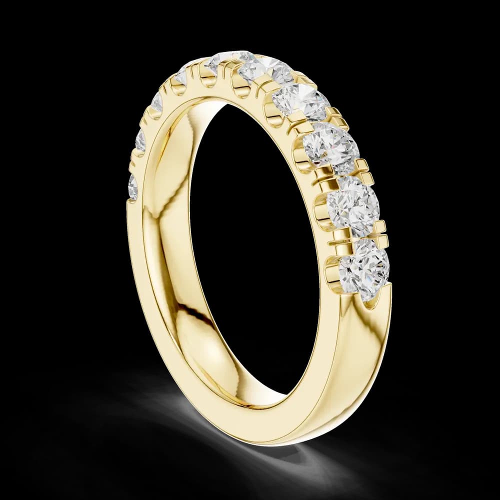 Shared Double Prong Round Half Eternity Band - Image 4 Shared Double Prong Round Half Eternity Band, view 4 of 6