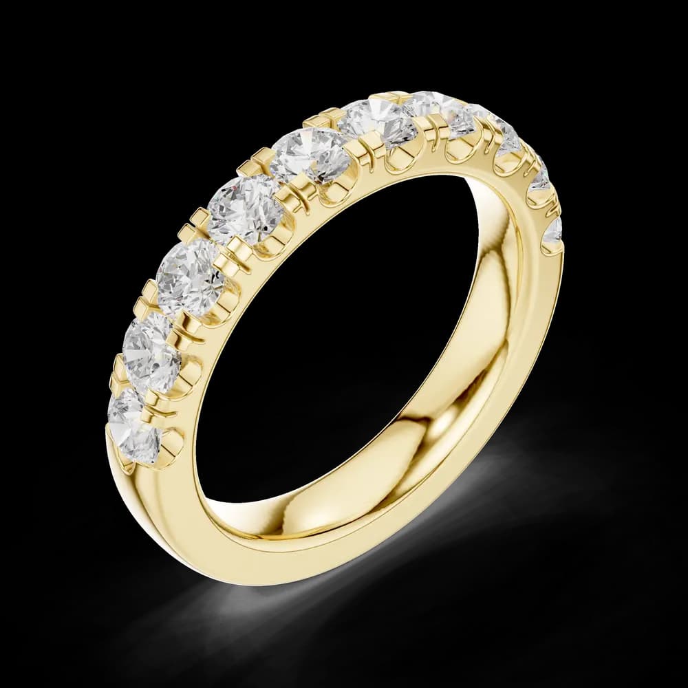 Shared Double Prong Round Half Eternity Band - Image 5 Shared Double Prong Round Half Eternity Band, view 5 of 6