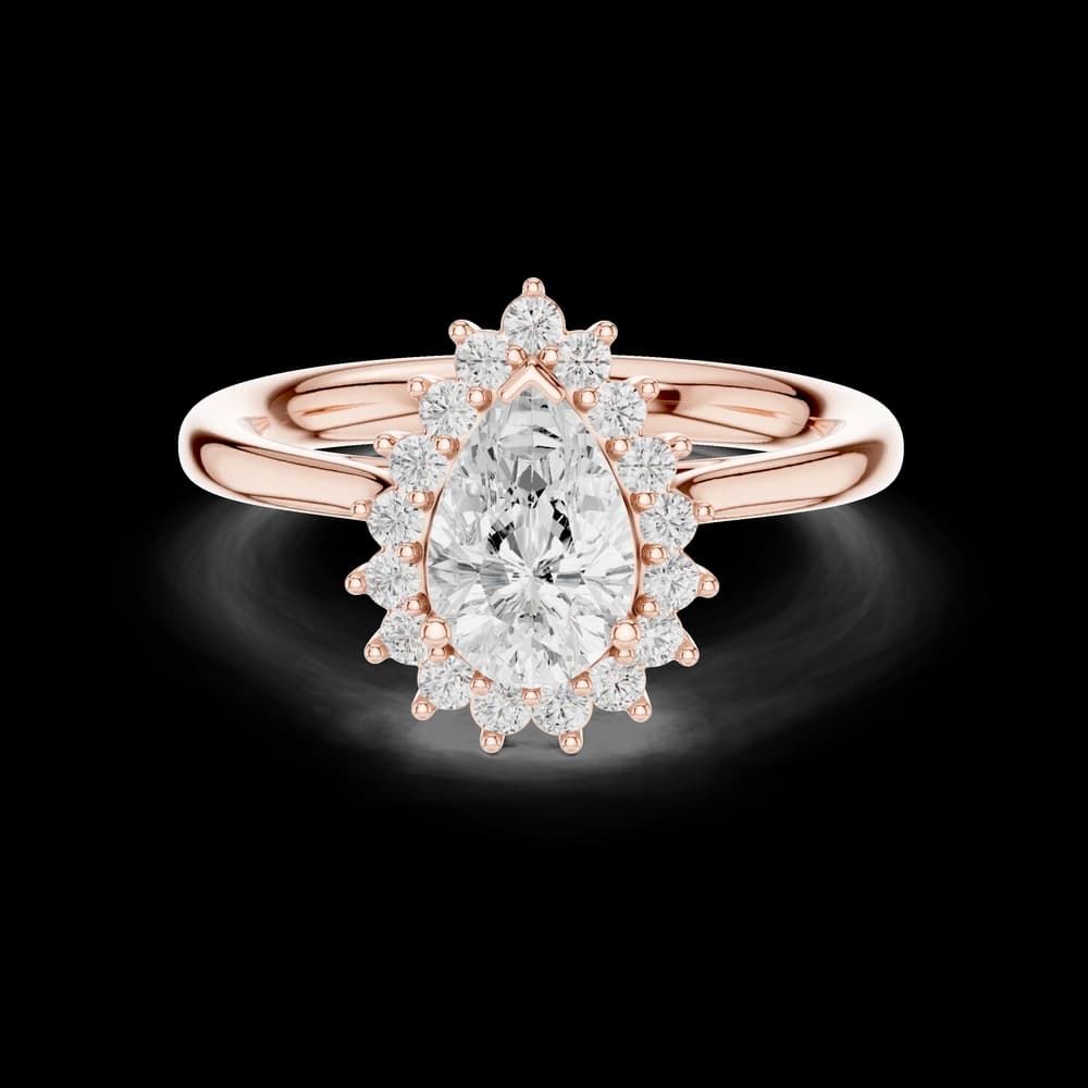 Pear Sunburst Halo Lab Grown Diamond Ring - Image 1 Pear Sunburst Halo Lab Grown Diamond Ring, view 1 of 6