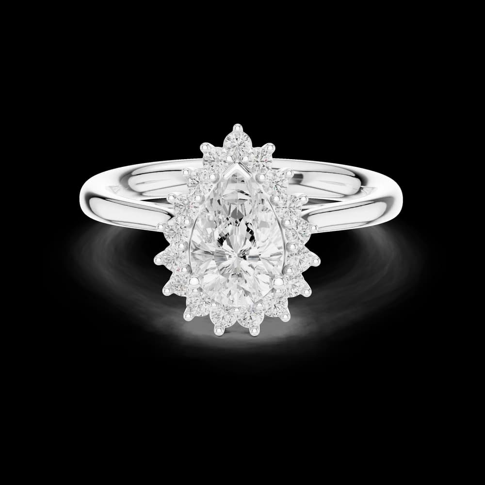 Pear Sunburst Halo Lab Grown Diamond Ring - Image 2 Pear Sunburst Halo Lab Grown Diamond Ring, view 2 of 6
