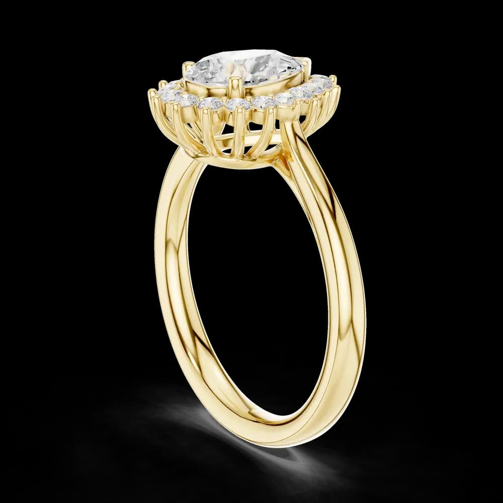 Pear Sunburst Halo Lab Grown Diamond Ring - Image 4 Pear Sunburst Halo Lab Grown Diamond Ring, view 4 of 6