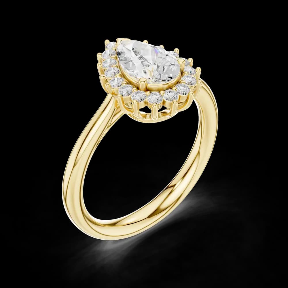 Pear Sunburst Halo Lab Grown Diamond Ring - Image 5 Pear Sunburst Halo Lab Grown Diamond Ring, view 5 of 6