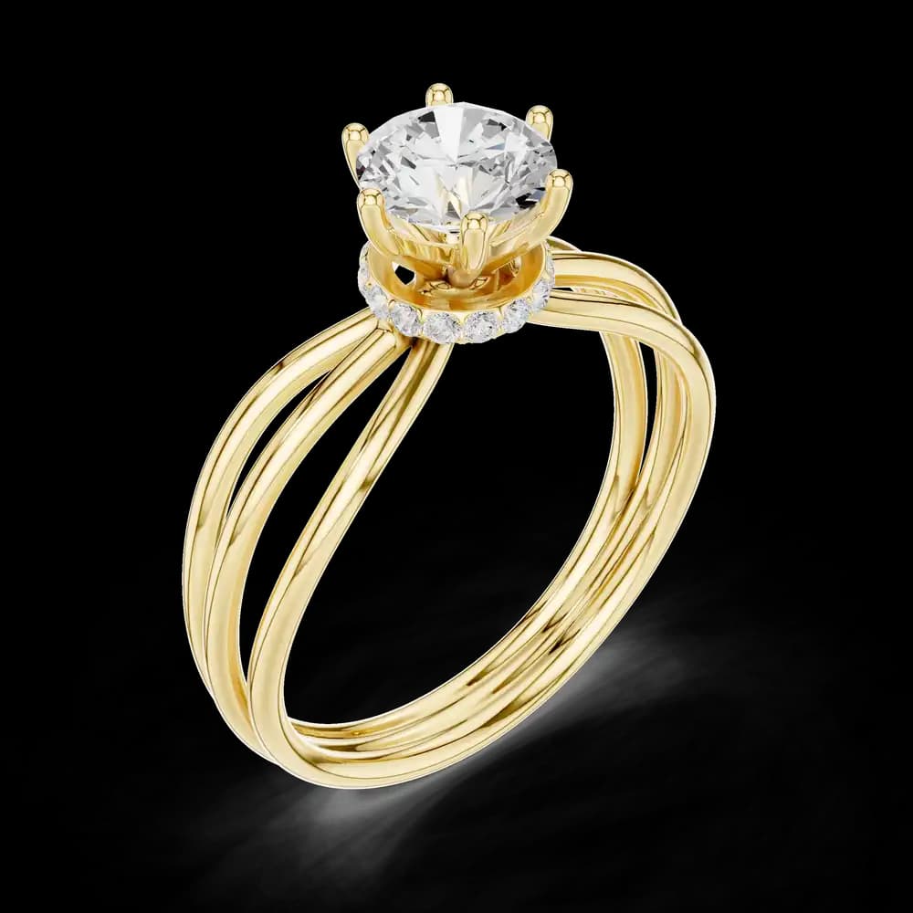 Round Triple Shank Lab Grown Diamond Ring - Image 5 Round Triple Shank Lab Grown Diamond Ring, view 5 of 6