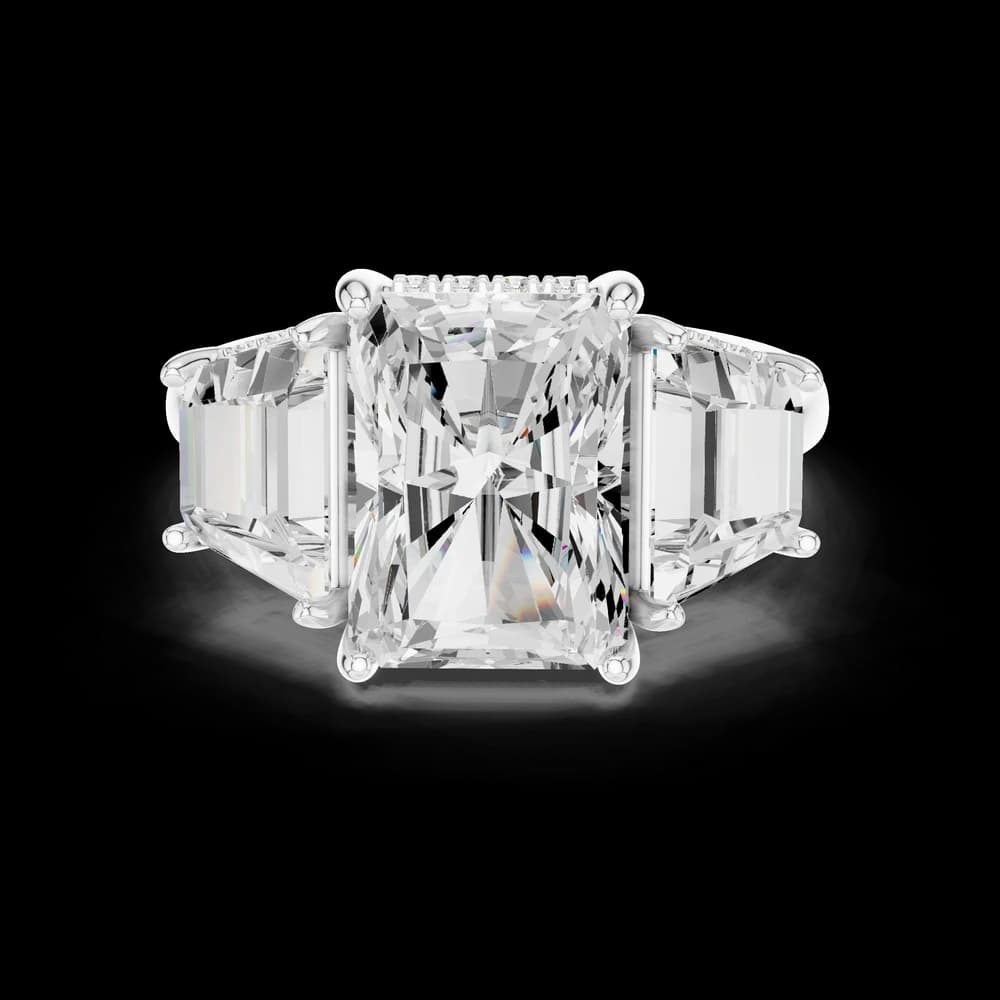 Radiant Cut Trapezoid Diamond Ring - Image 3 Radiant Cut Trapezoid Diamond Ring, view 3 of 6