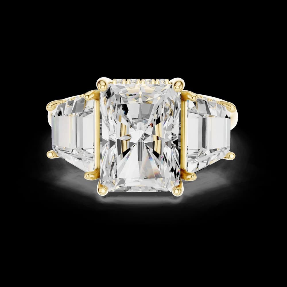 Radiant Cut Trapezoid Diamond Ring - Image 4 Radiant Cut Trapezoid Diamond Ring, view 4 of 6