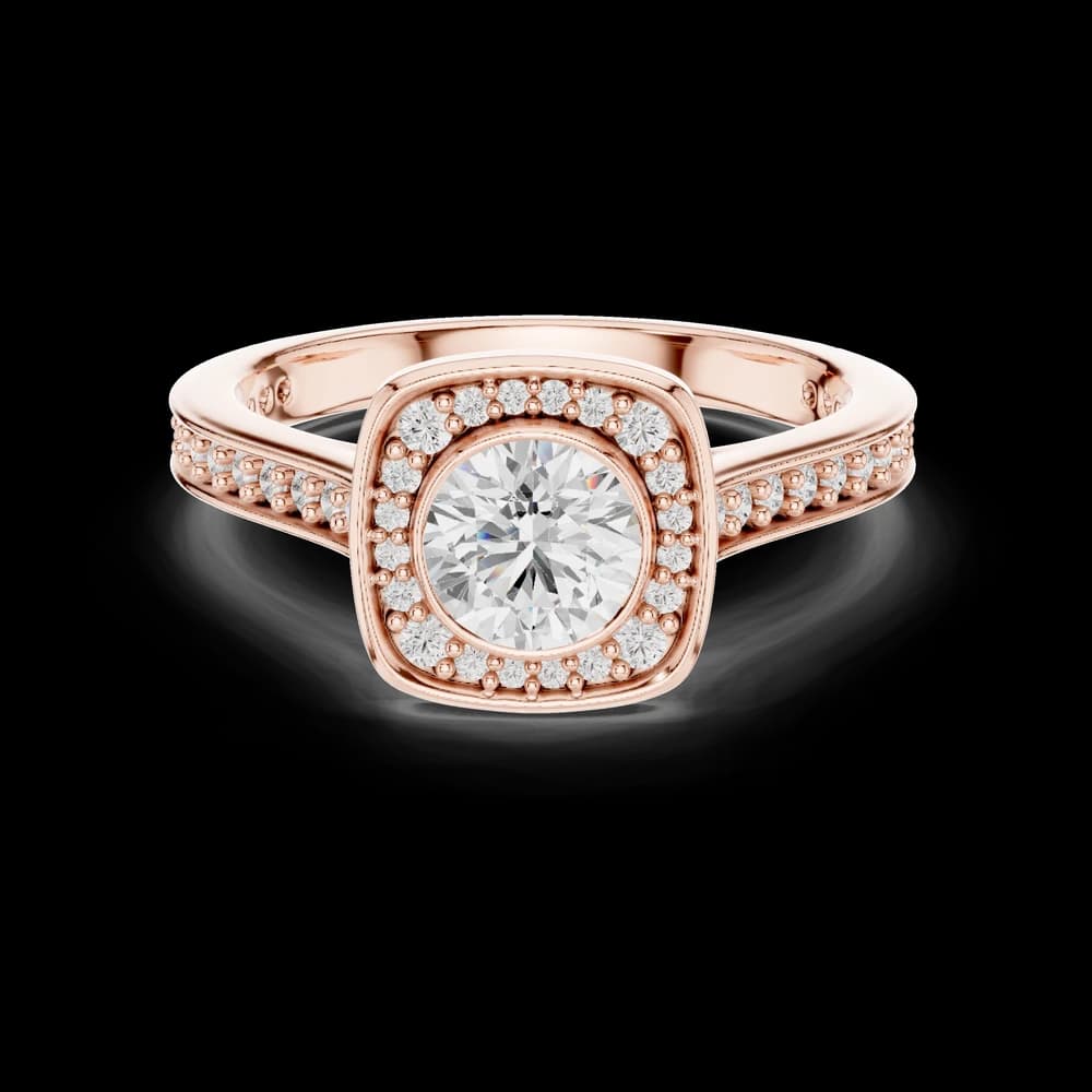 Round Center Square Bezel Lab Grown Ring - Image 1 Round Center Square Bezel Lab Grown Ring, view 1 of 6