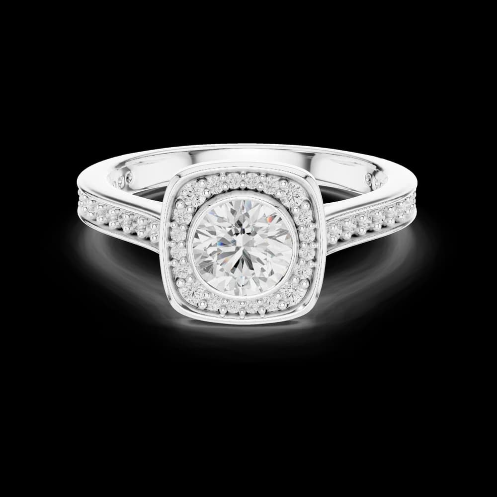 Round Center Square Bezel Lab Grown Ring - Image 2 Round Center Square Bezel Lab Grown Ring, view 2 of 6