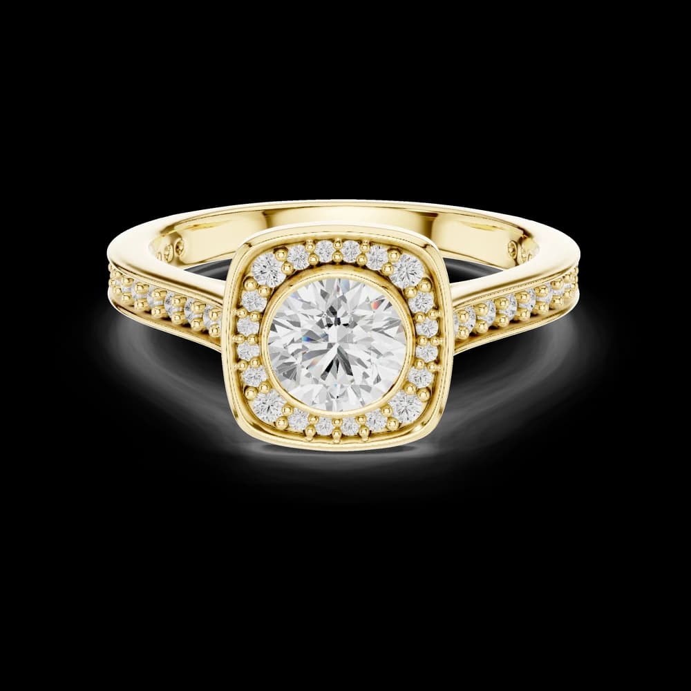 Round Center Square Bezel Lab Grown Ring - Image 3 Round Center Square Bezel Lab Grown Ring, view 3 of 6
