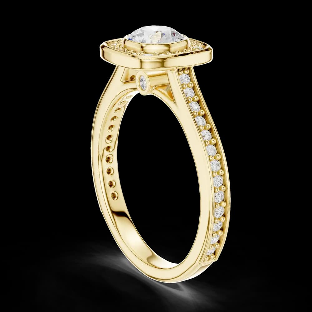 Round Center Square Bezel Lab Grown Ring - Image 4 Round Center Square Bezel Lab Grown Ring, view 4 of 6