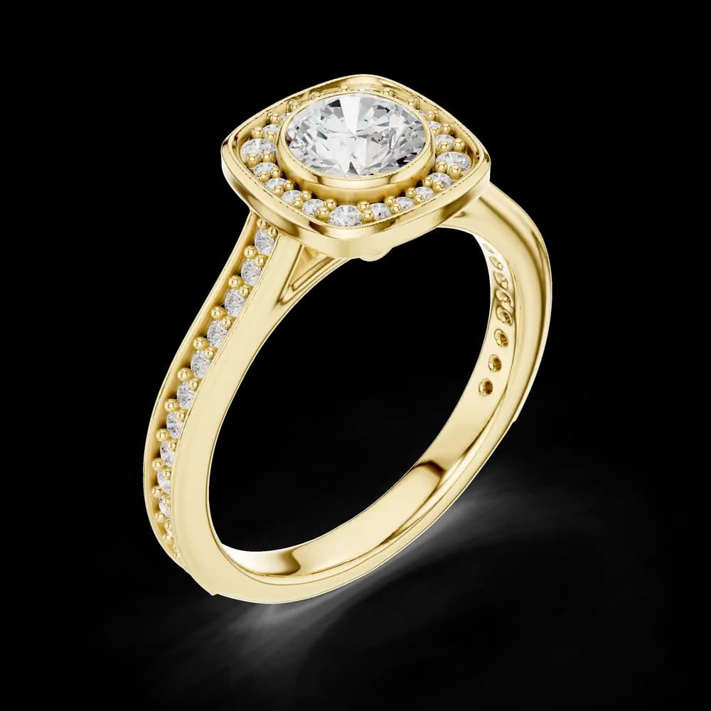Round Center Square Bezel Lab Grown Ring - Image 5 Round Center Square Bezel Lab Grown Ring, view 5 of 6