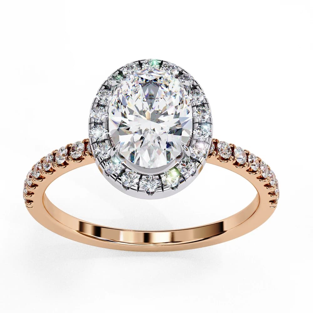 Oval Center Halo Diamond Setting Lab Grown Diamond Ring - Image 1 Oval Center Halo Diamond Setting Lab Grown Diamond Ring, view 1 of 4
