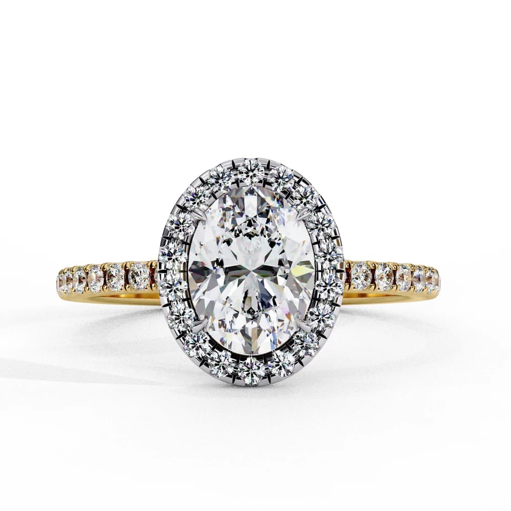 Oval Center Halo Diamond Setting Lab Grown Diamond Ring - Image 2 Oval Center Halo Diamond Setting Lab Grown Diamond Ring, view 2 of 4