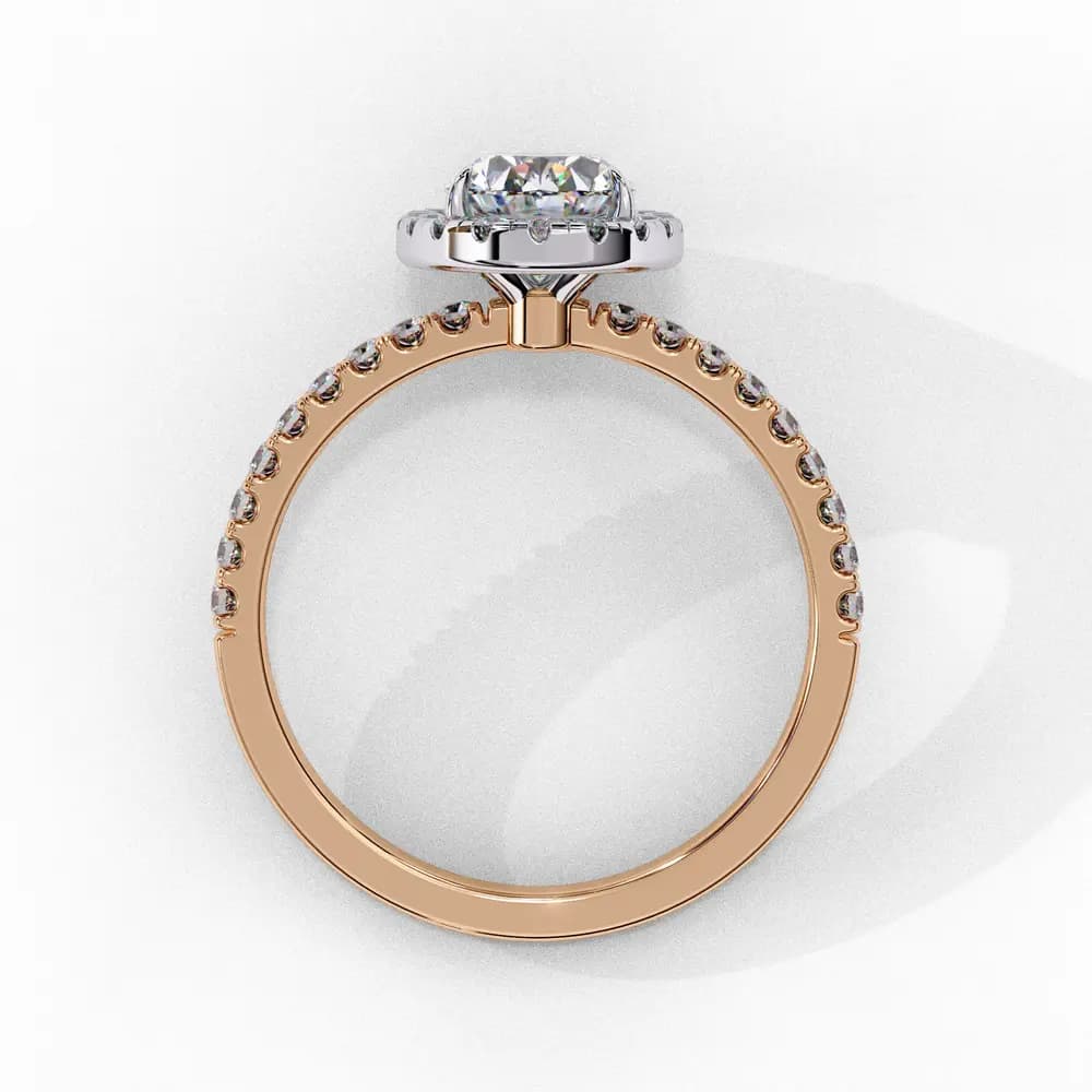 Oval Center Halo Diamond Setting Lab Grown Diamond Ring - Image 3 Oval Center Halo Diamond Setting Lab Grown Diamond Ring, view 3 of 4