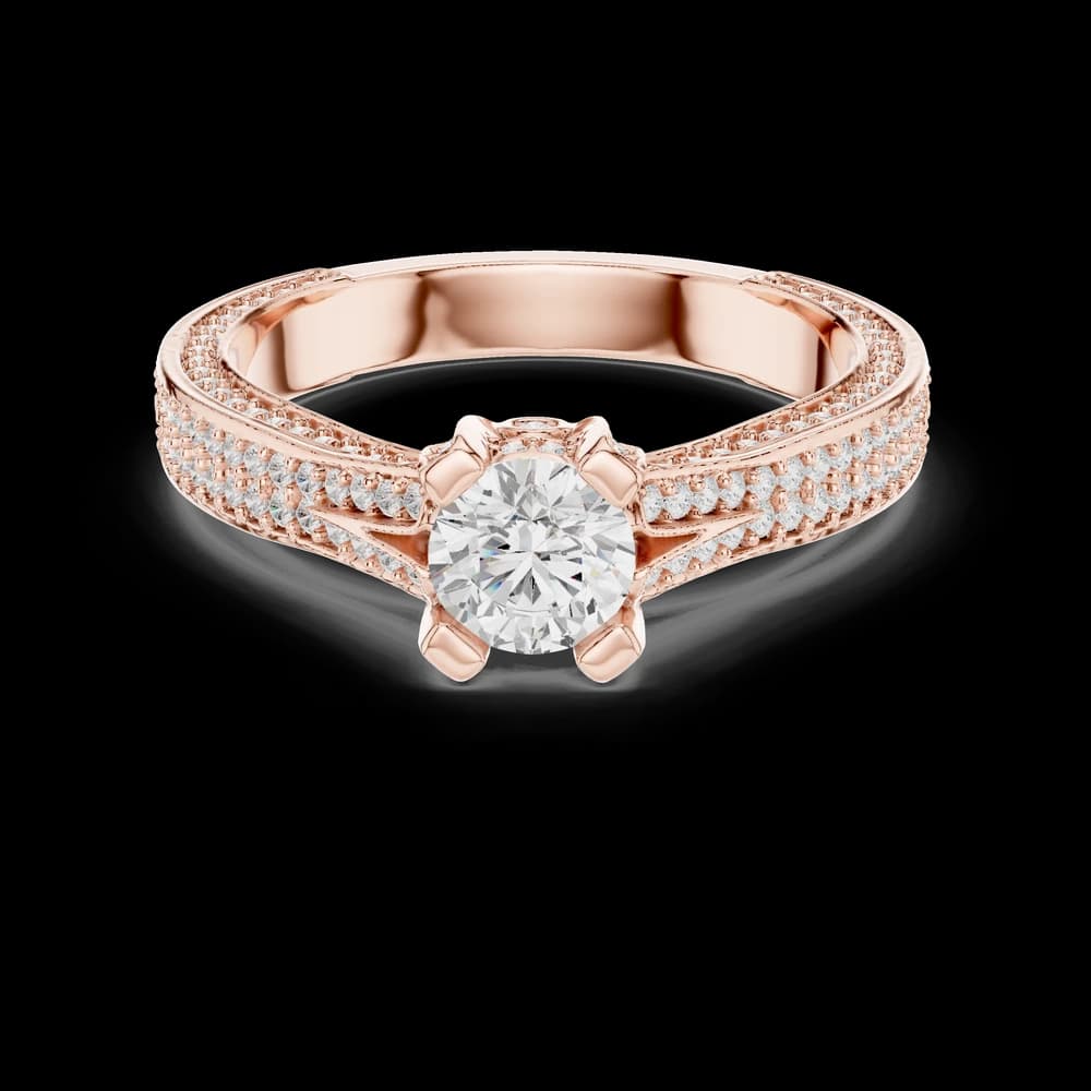 Round Pave Double Row Lab Grown Diamond Ring - Image 1 Round Pave Double Row Lab Grown Diamond Ring, view 1 of 1